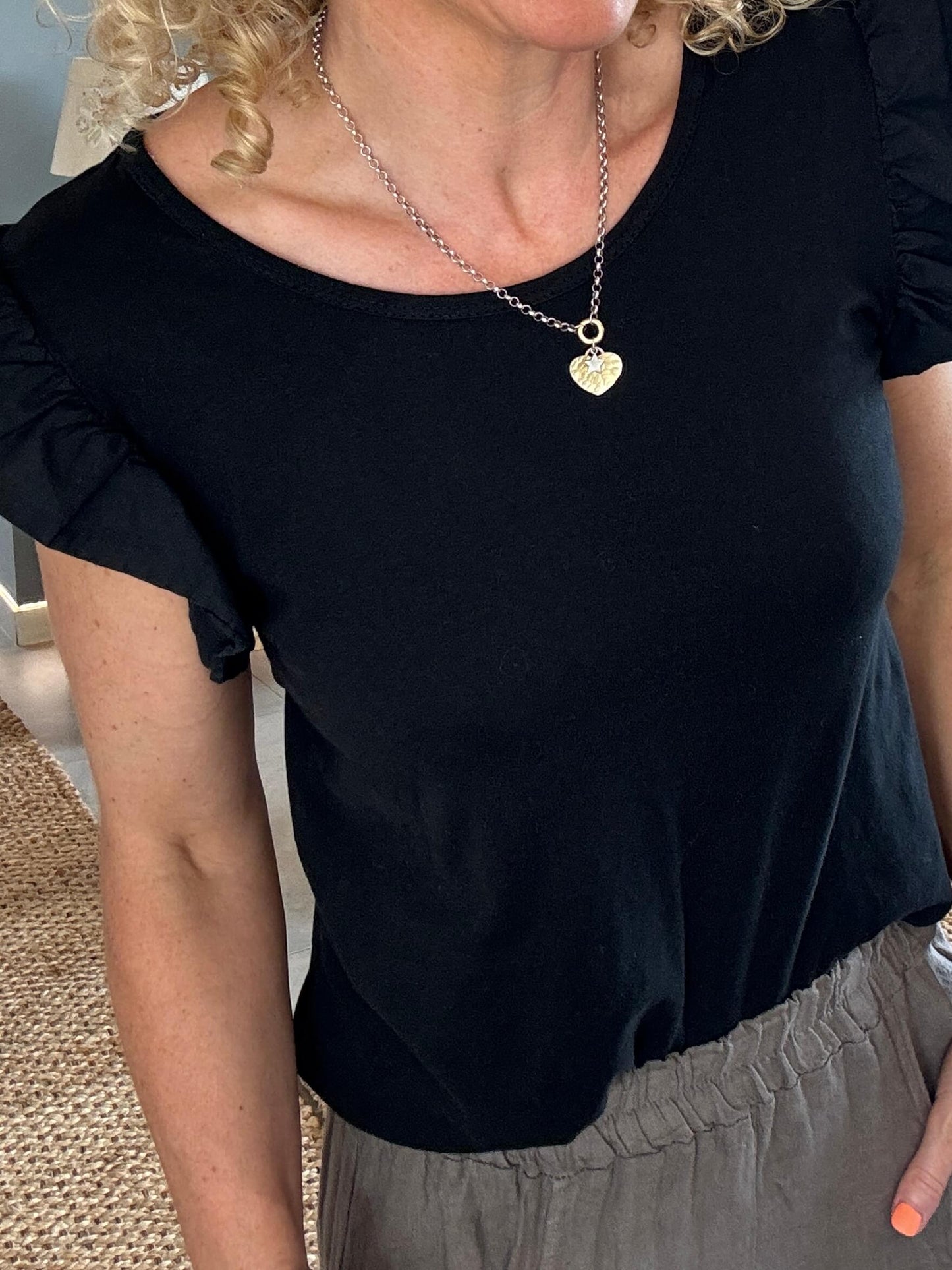 Black Flutter Sleeve T-Shirt
