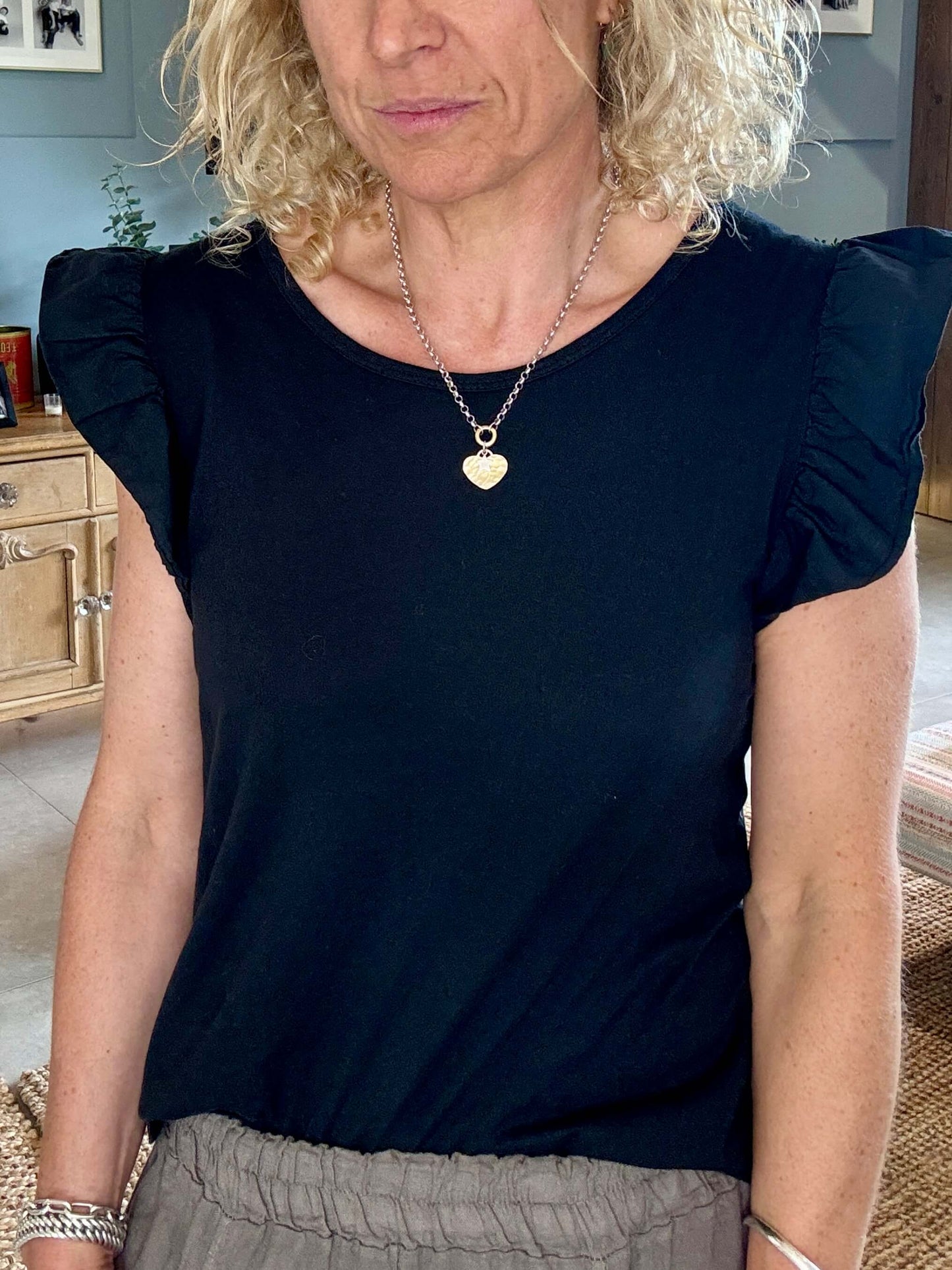 Black Flutter Sleeve T-Shirt