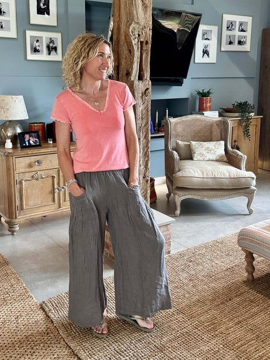 Long Beach Linen Trousers | Mocha