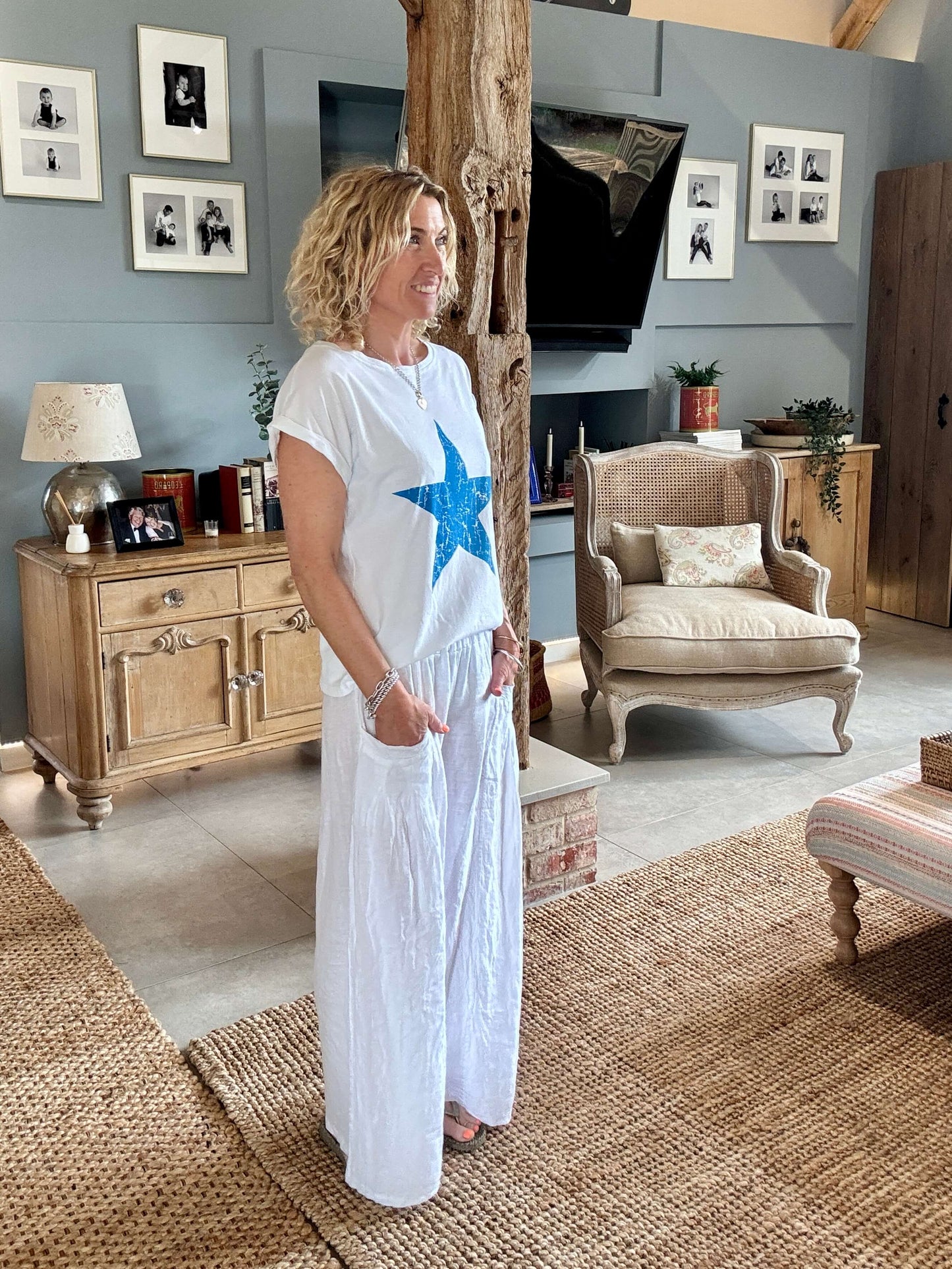 Long Beach Linen Trousers | White