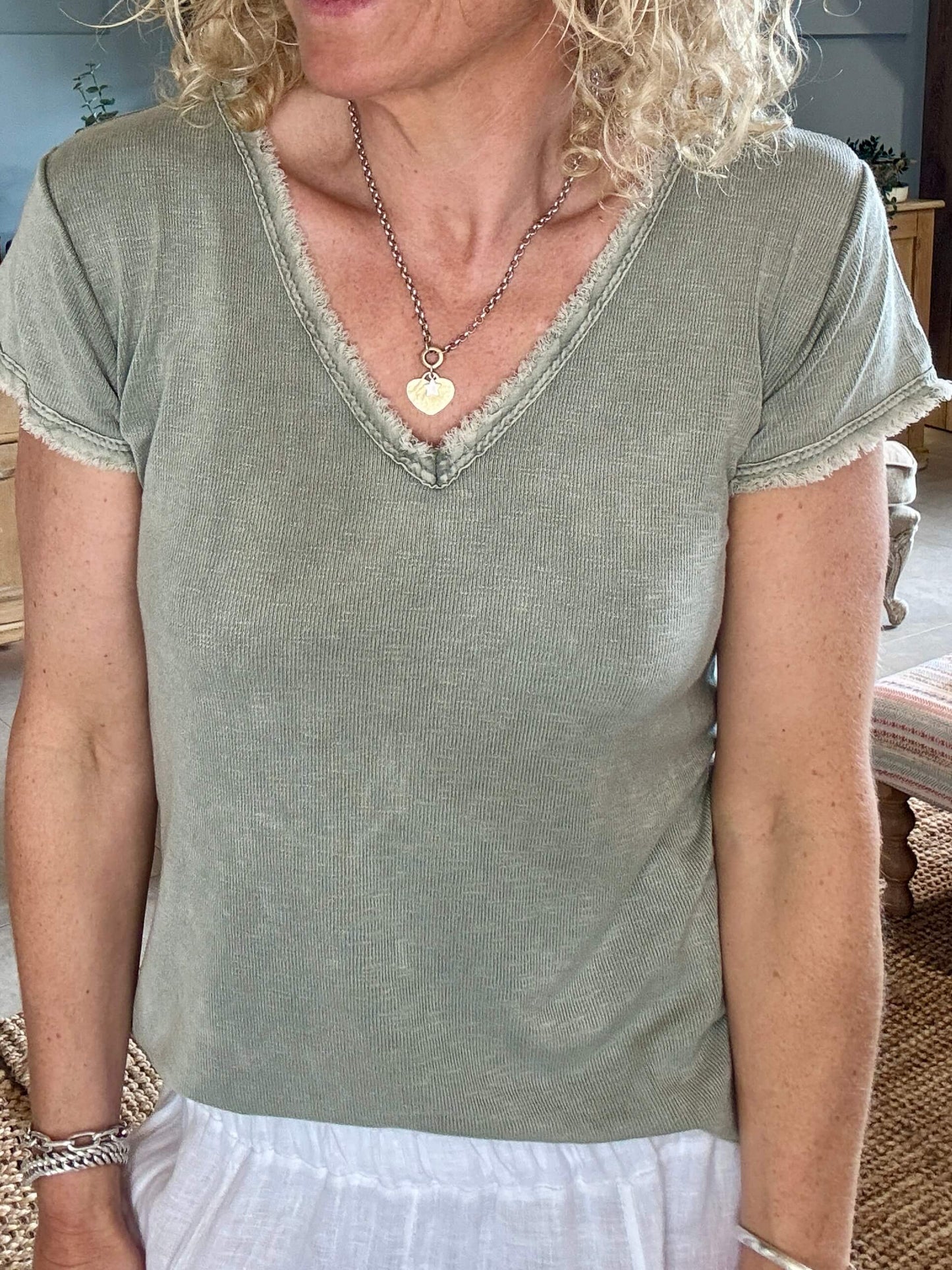 The Drift V-Neck Tee | Light Khaki