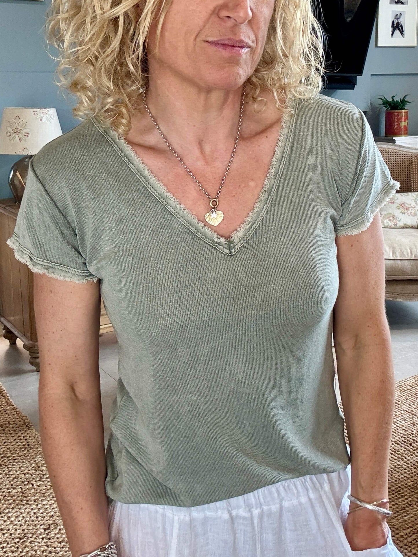 The Drift V-Neck Tee | Light Khaki