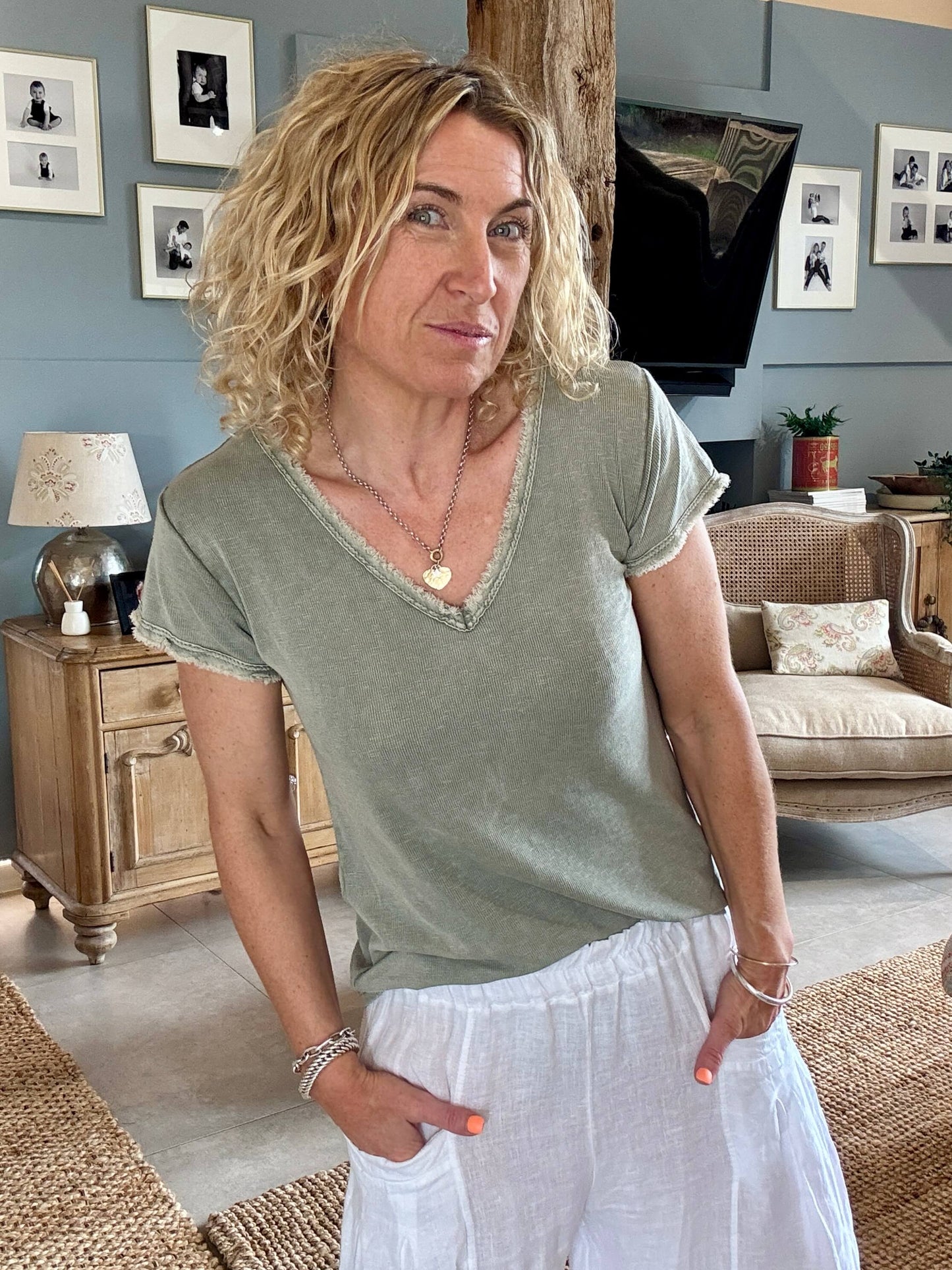 The Drift V-Neck Tee | Light Khaki