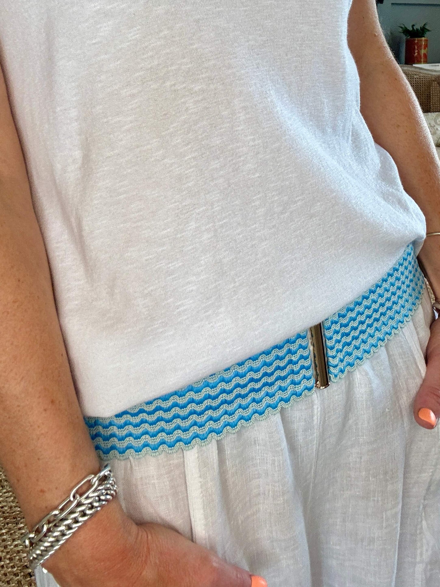 Ric Rac Belt | Sky Blue & White