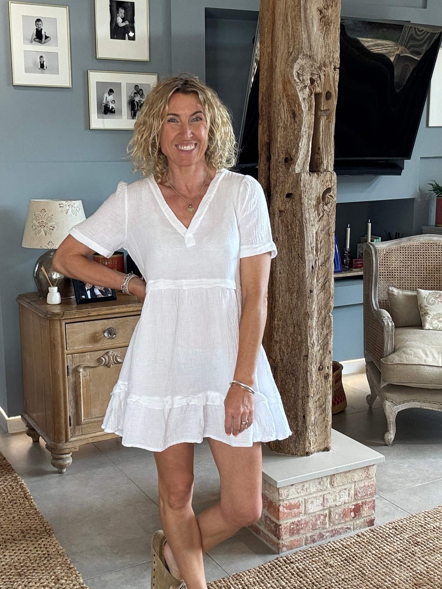 The Stevie Dress | Linen White