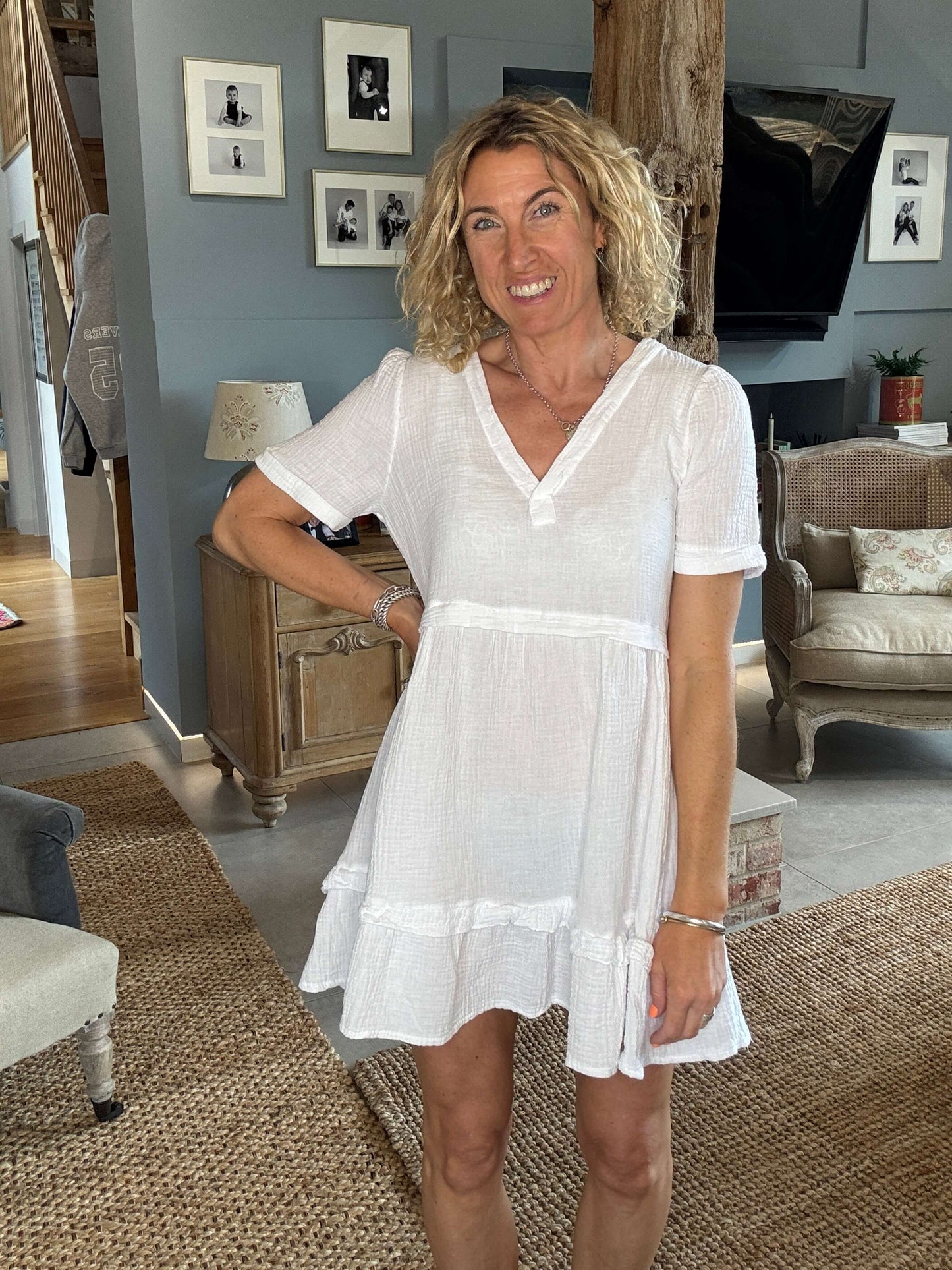 The Stevie Dress | Linen White