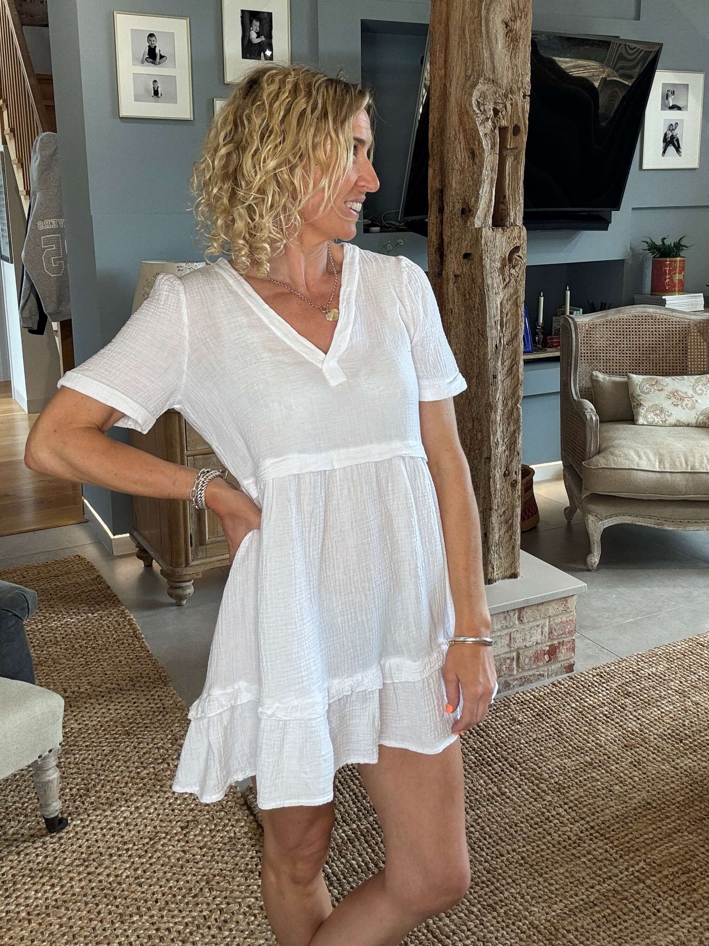 The Stevie Dress | Linen White
