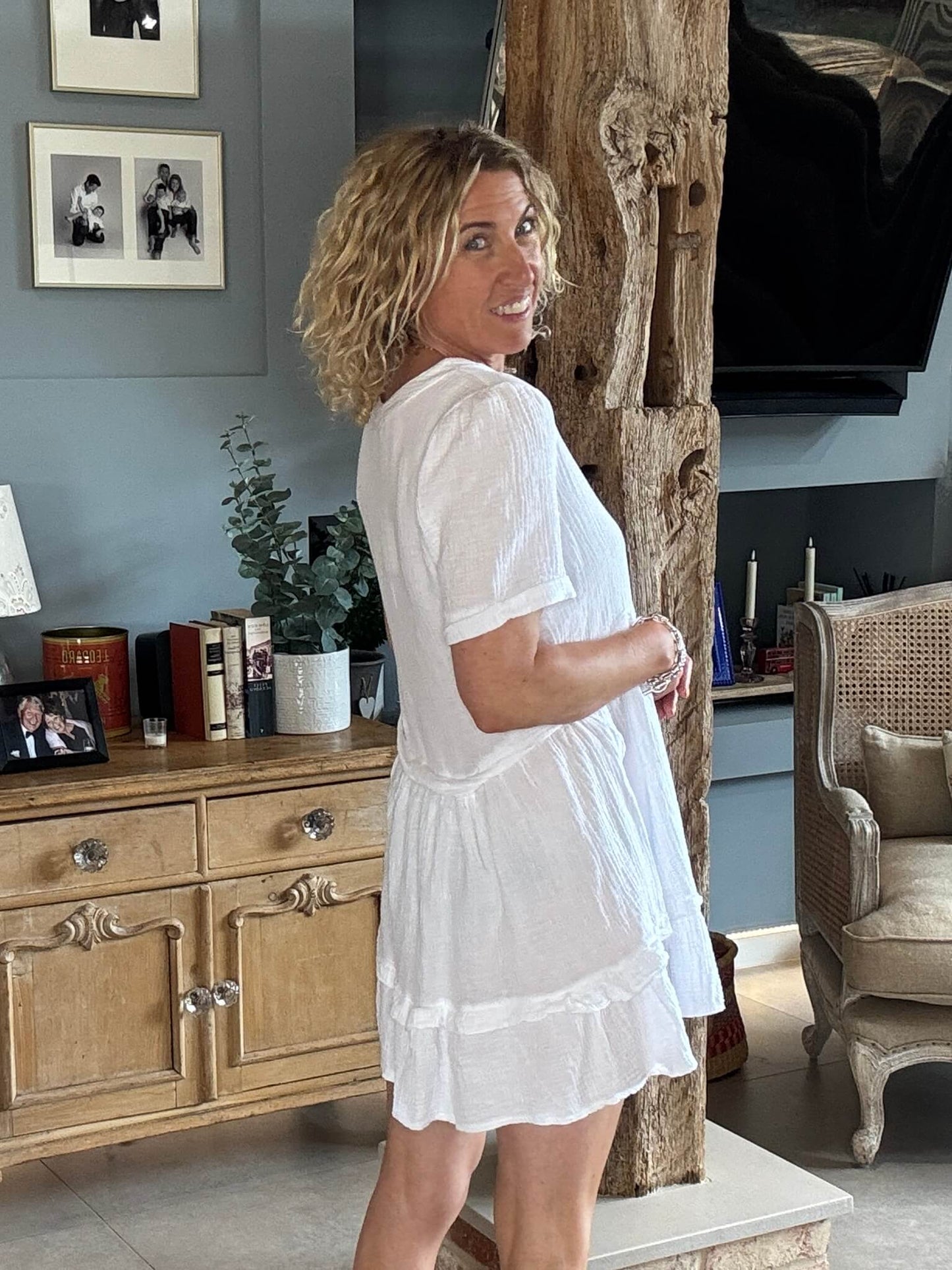 The Stevie Dress | Linen White