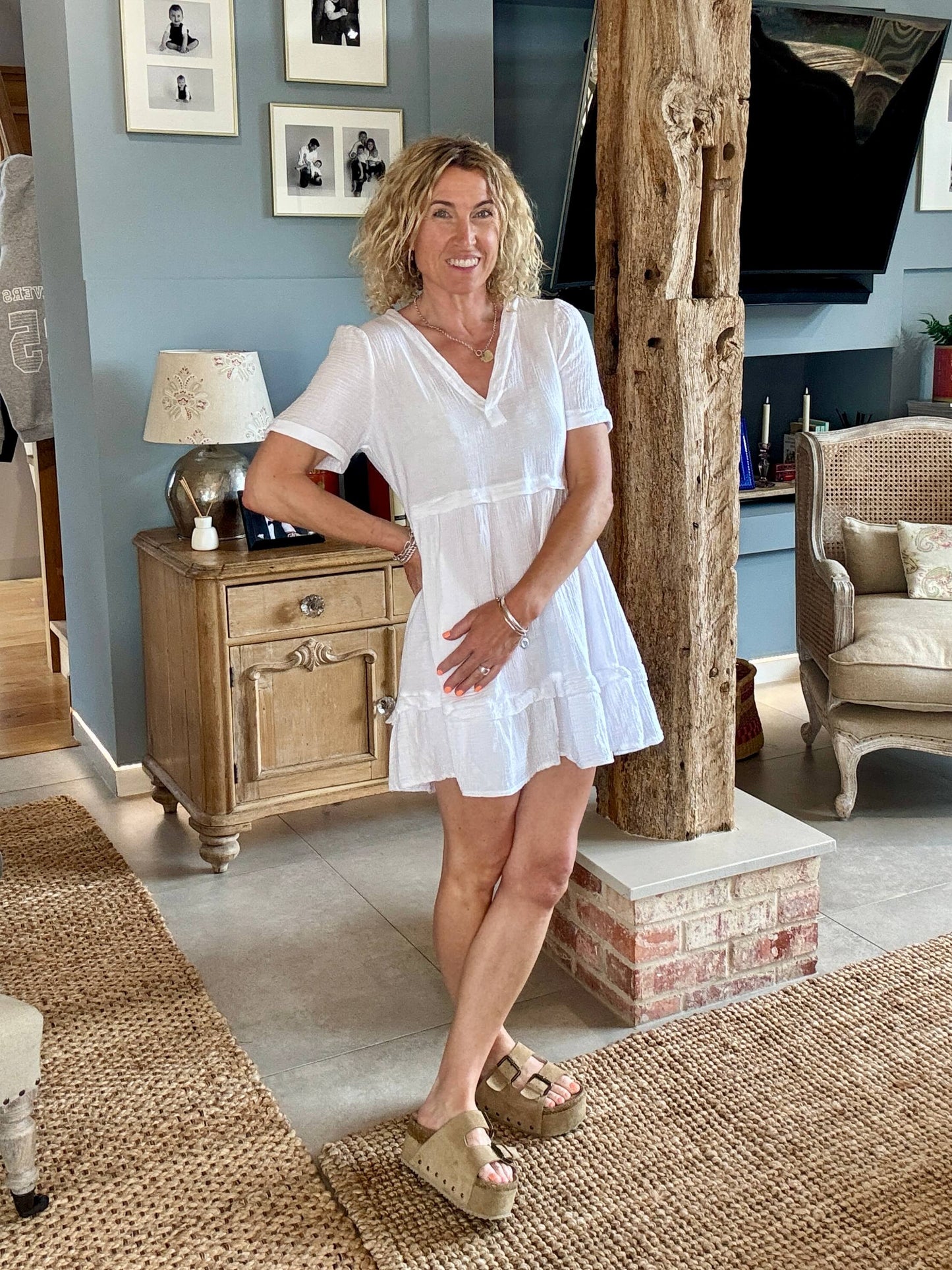 The Stevie Dress | Linen White