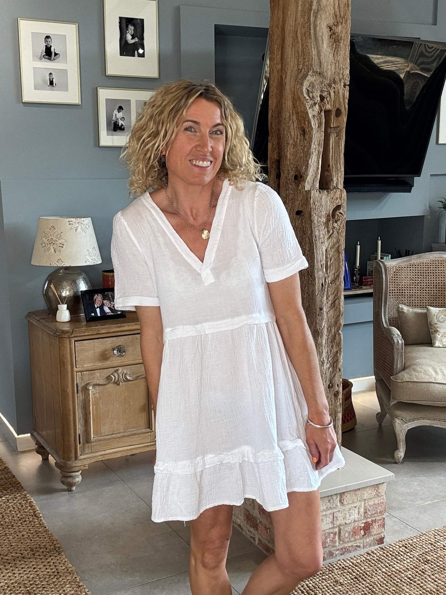 The Stevie Dress | Linen White