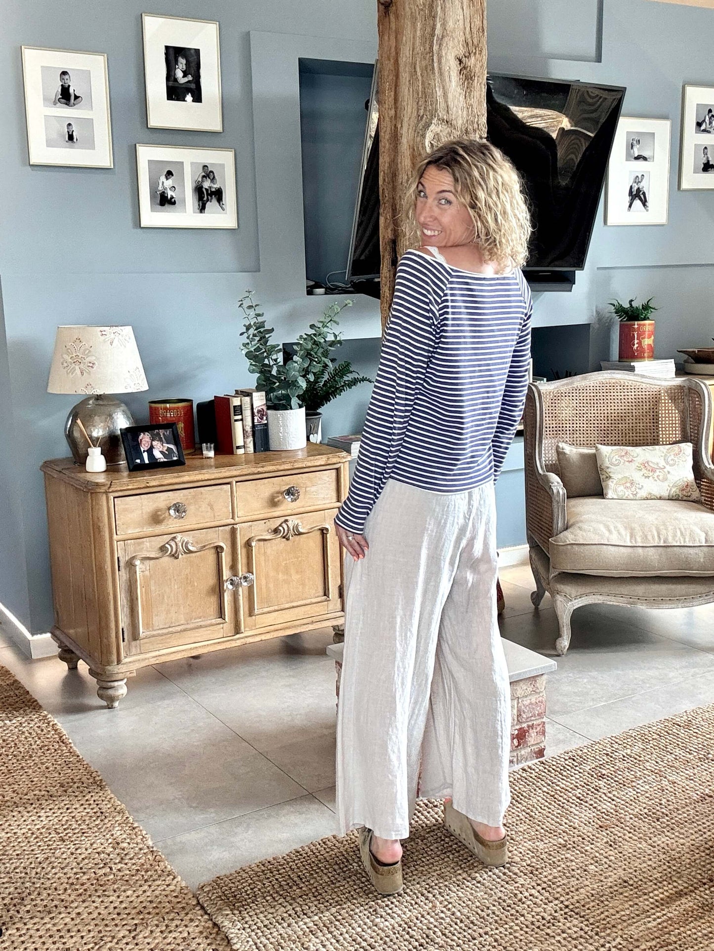 Long Beach Linen Trousers | Stone