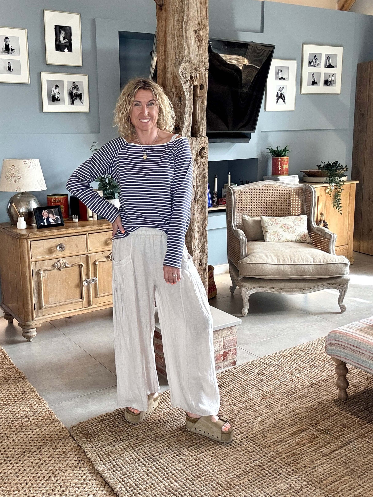 Long Beach Linen Trousers | Stone