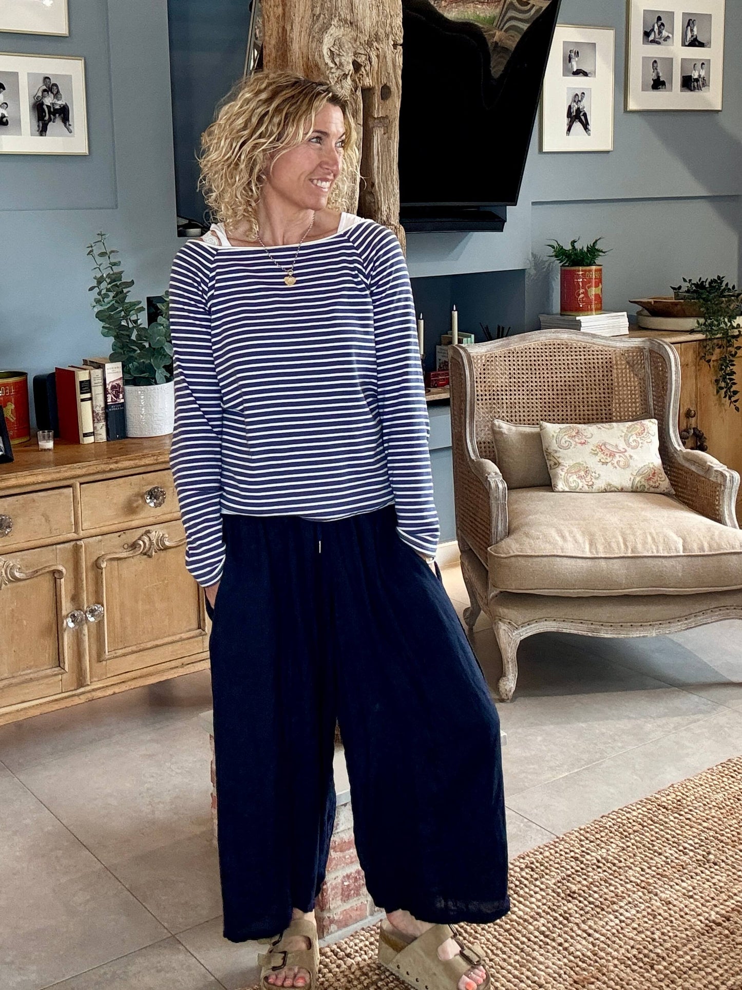 Gaucho Linen Pants | Navy