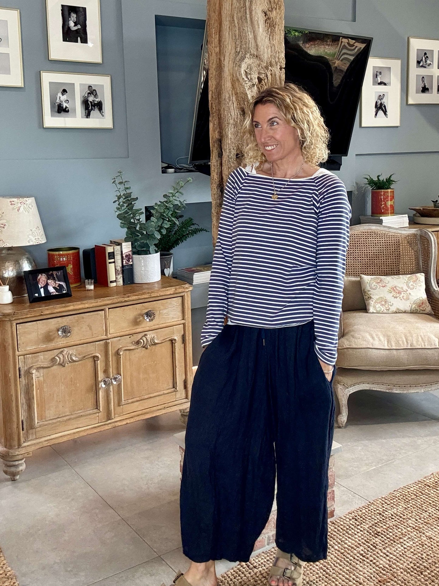 Gaucho Linen Pants | Navy