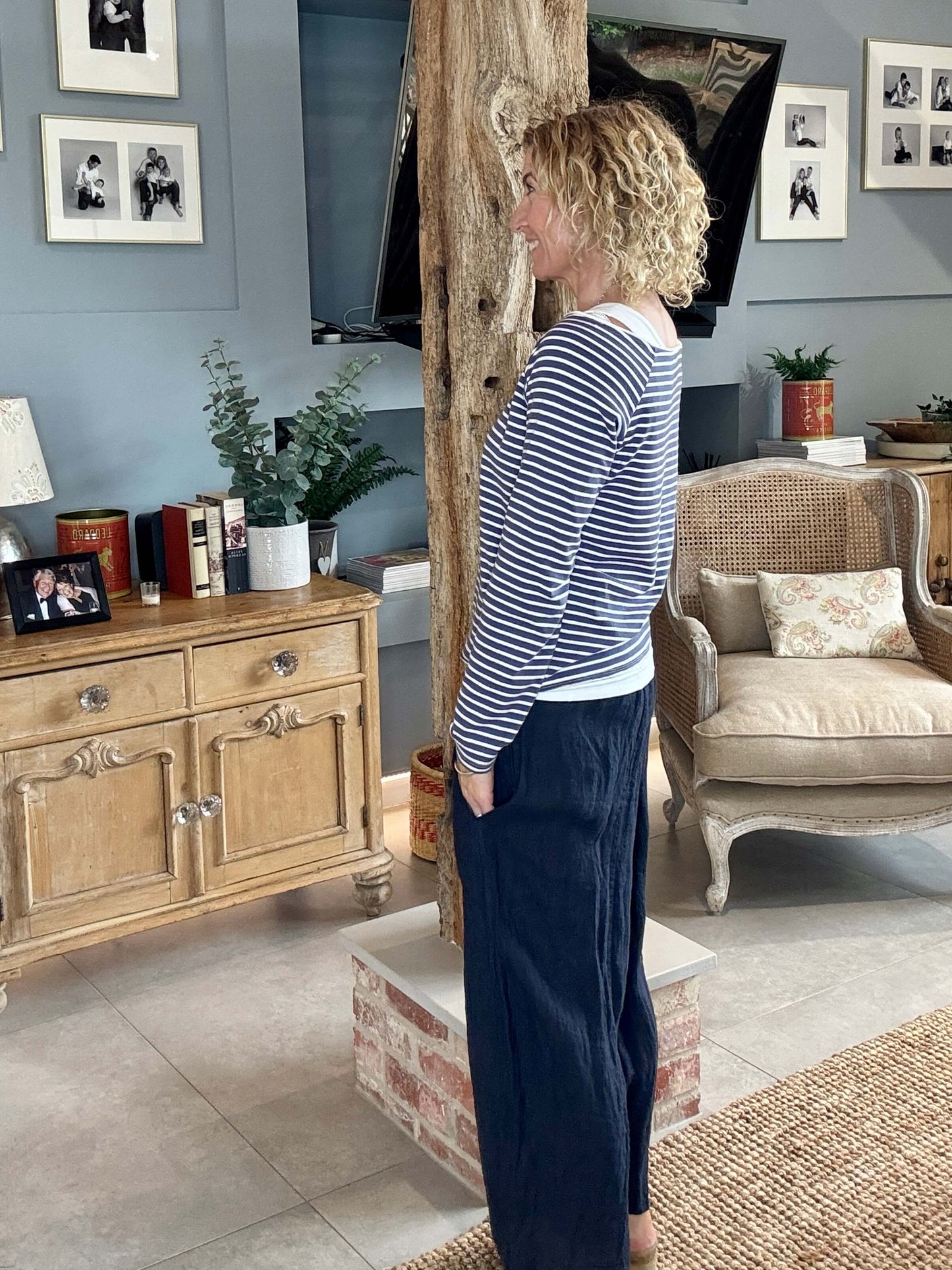 Gaucho Linen Pants | Navy
