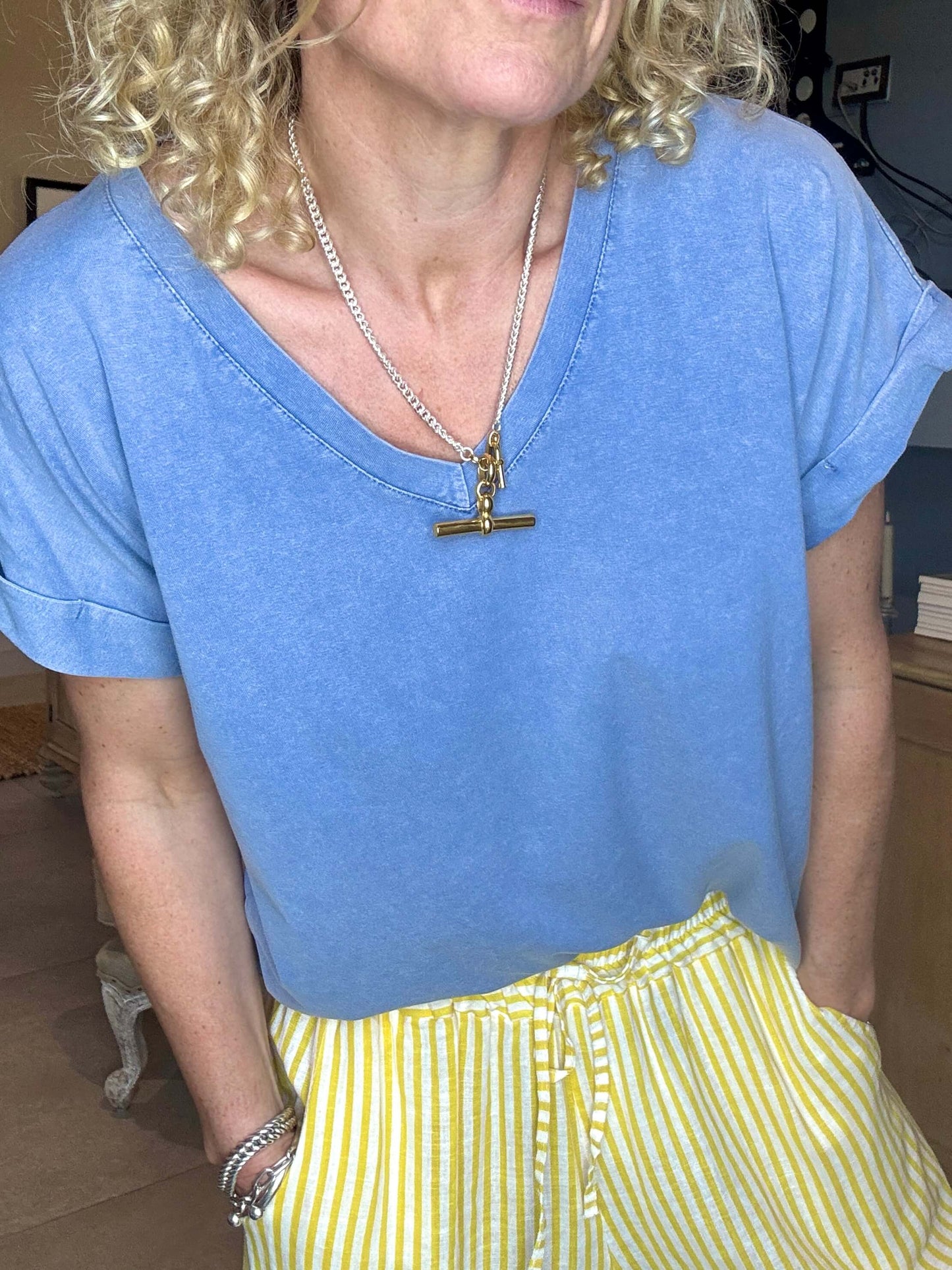 Polzeath V-Neck T-shirt | Vintage Denim