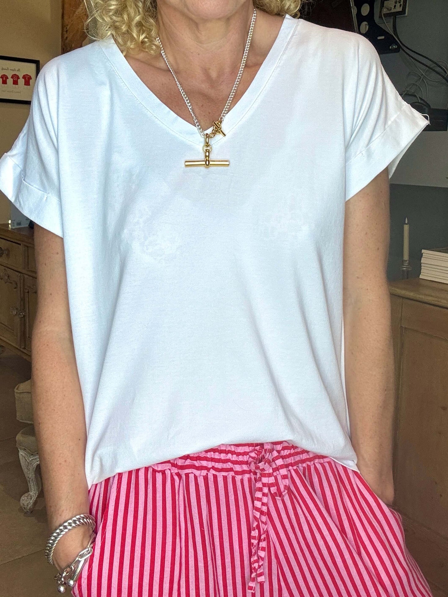Polzeath V-Neck T-shirt | White