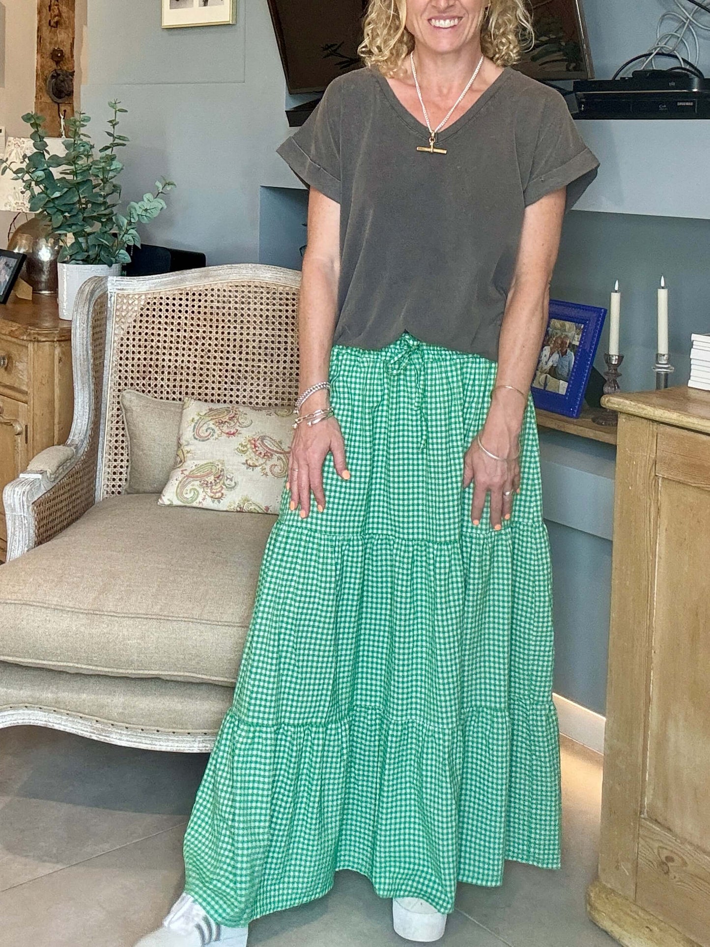 Freya Gingham Maxi | Green