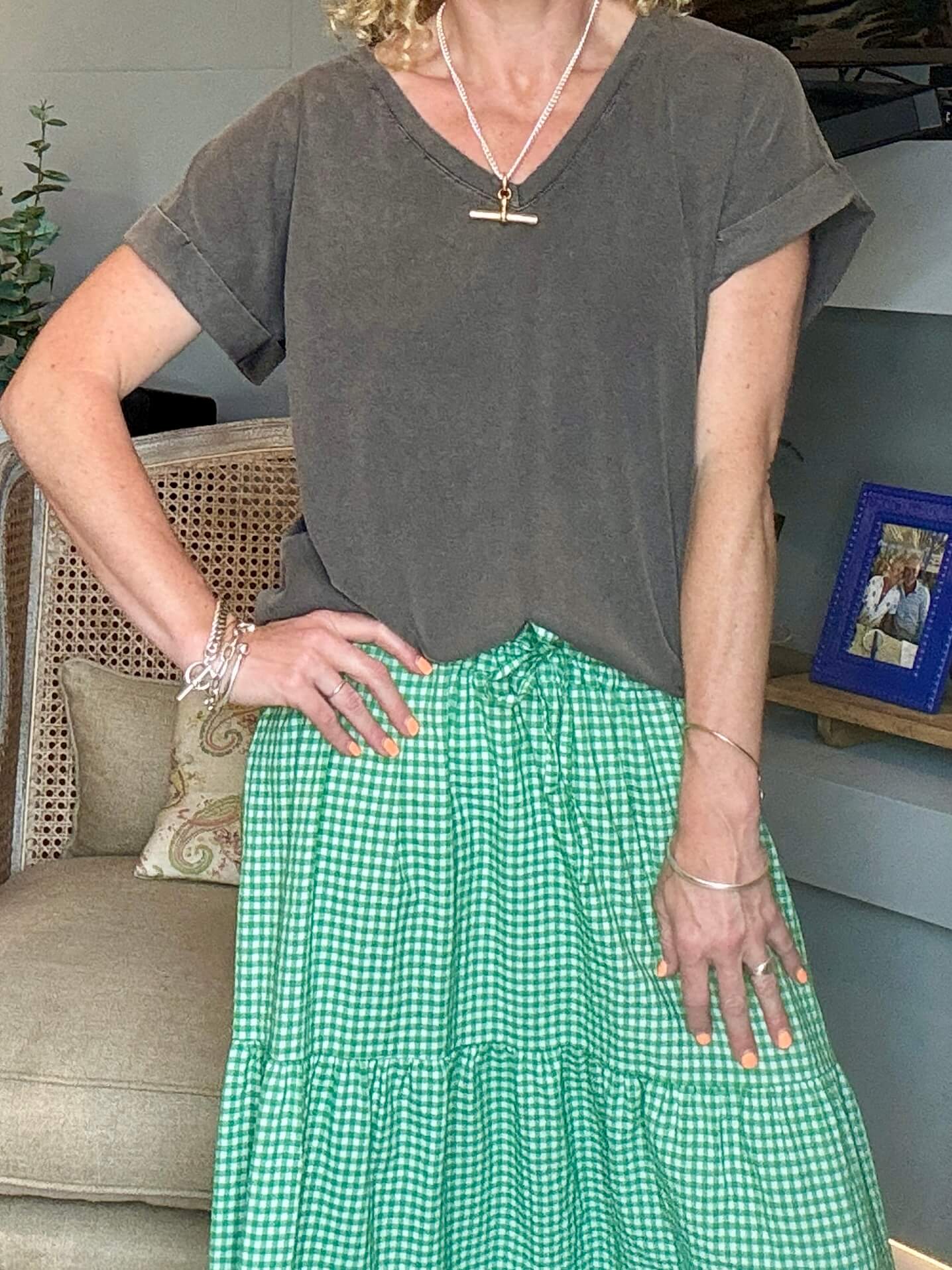 Freya Gingham Maxi | Green