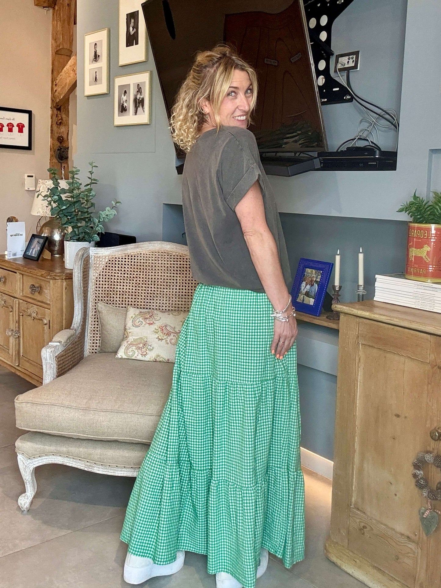 Freya Gingham Maxi | Green