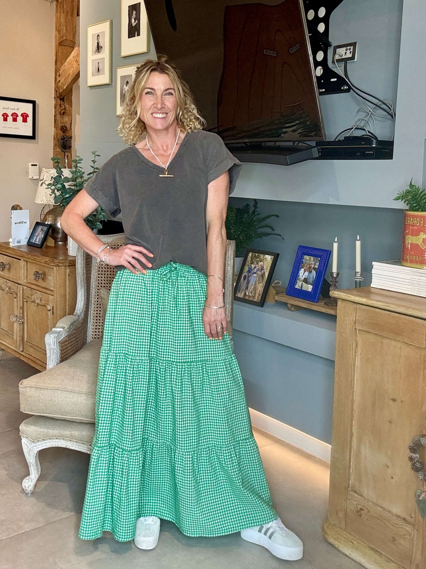 Freya Gingham Maxi | Green