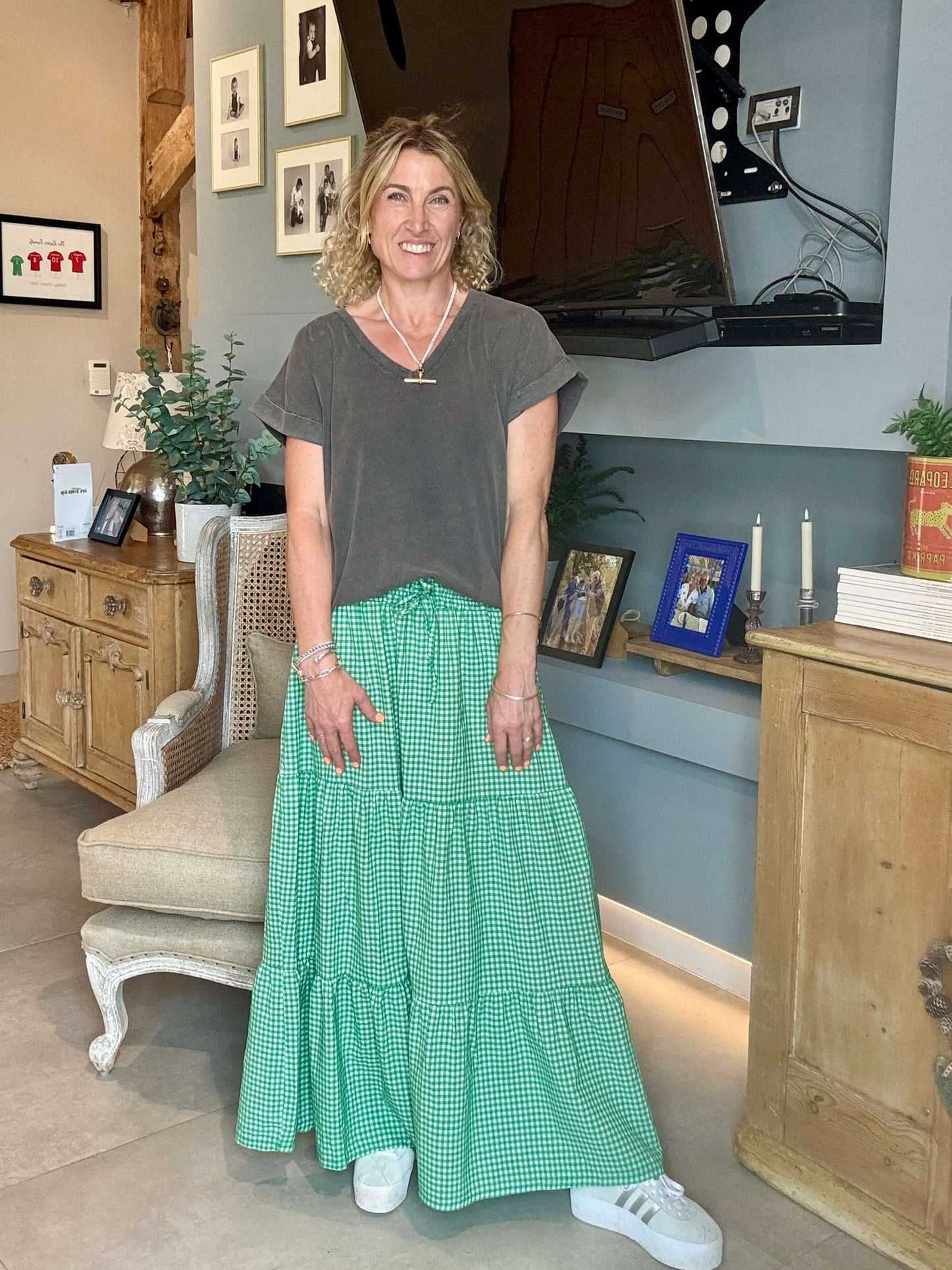 Freya Gingham Maxi | Green