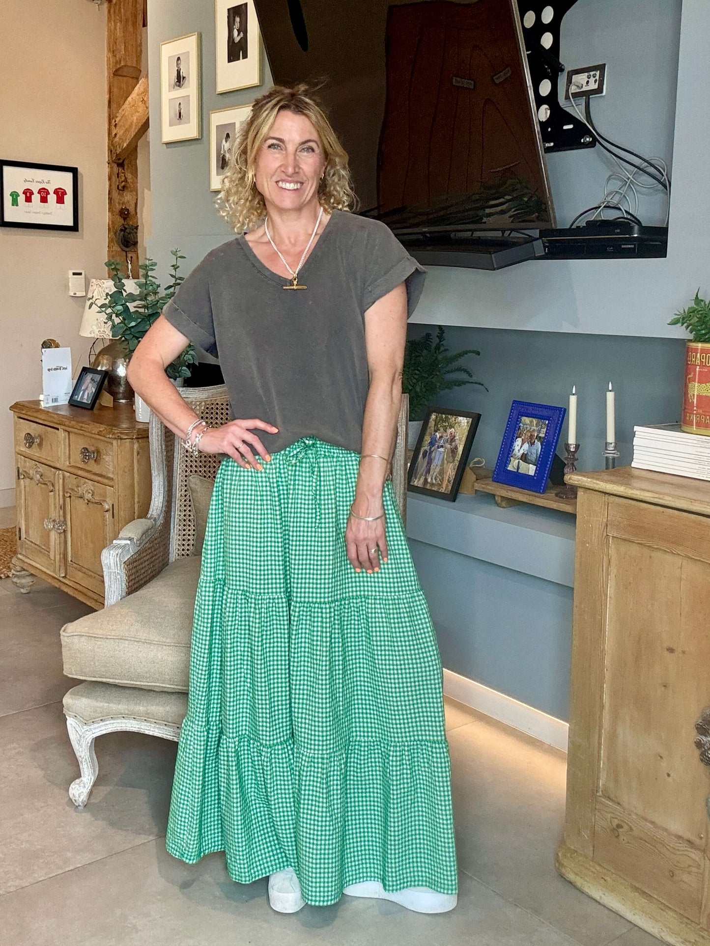 Freya Gingham Maxi | Green