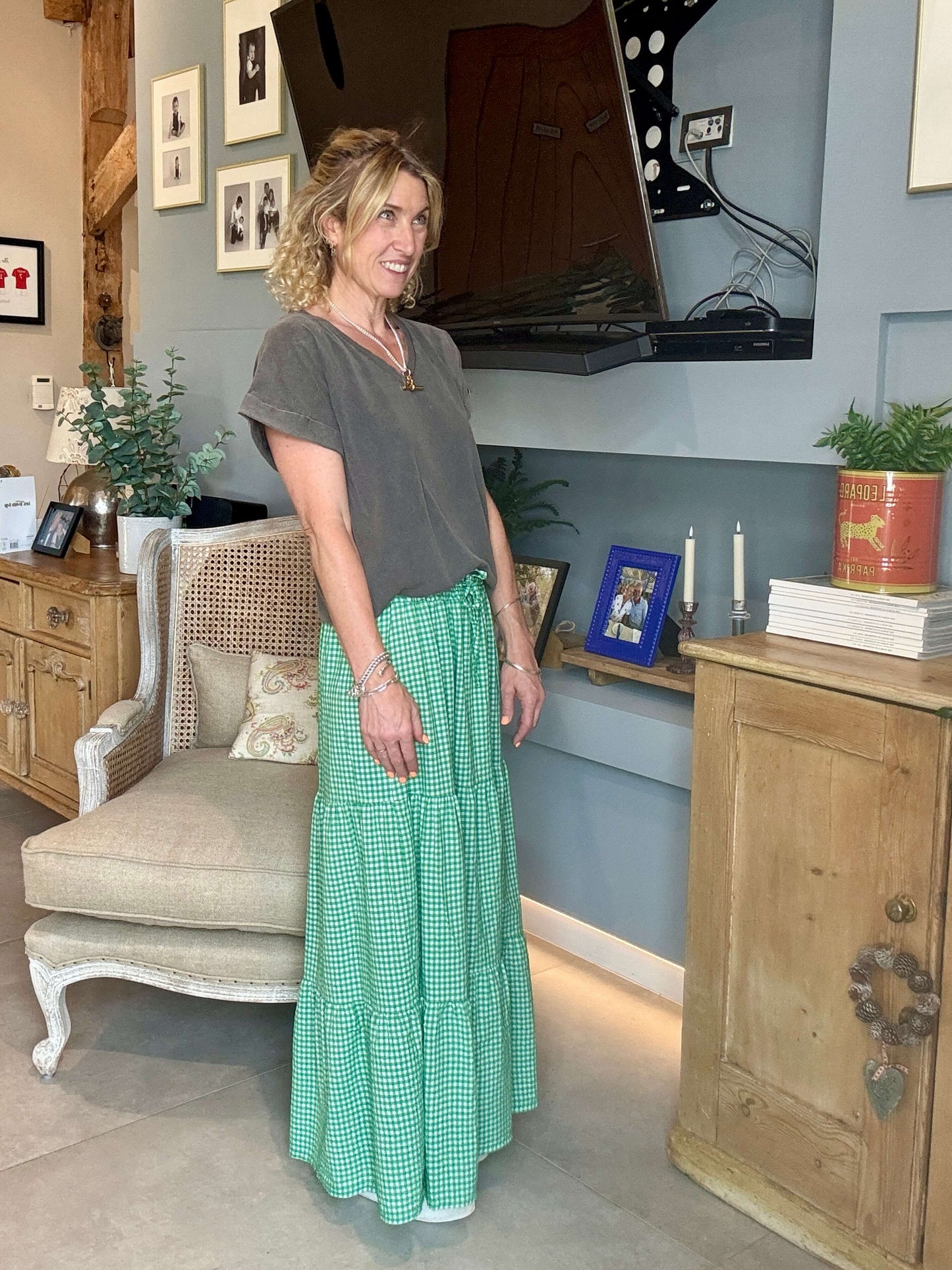 Freya Gingham Maxi | Green