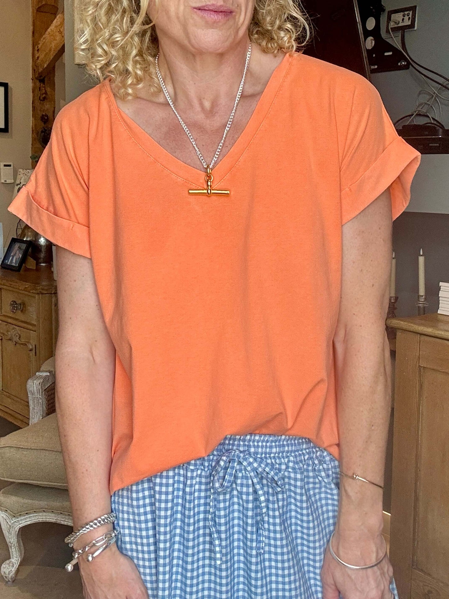 Polzeath V-Neck T-shirt | Vintage Orange