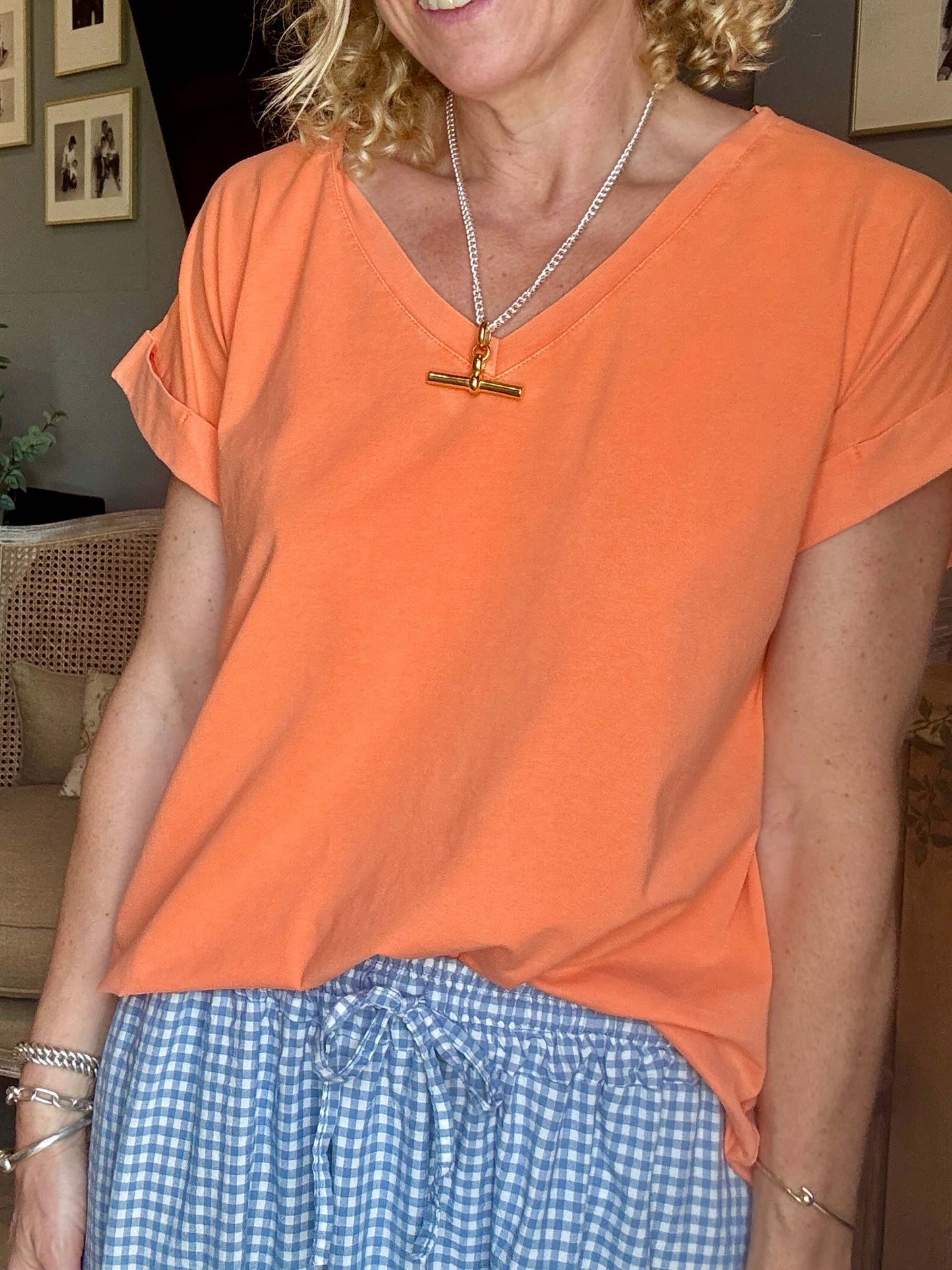 Polzeath V-Neck T-shirt | Vintage Orange