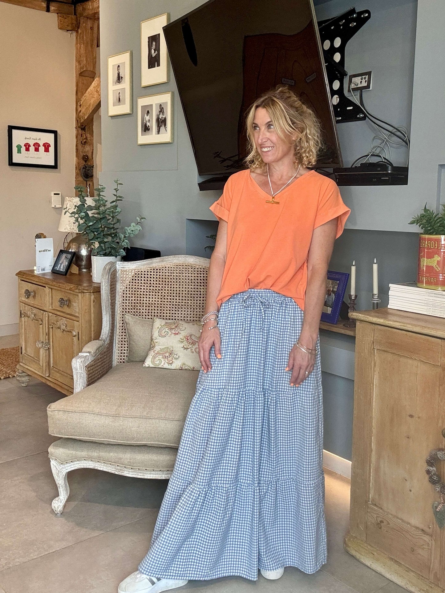 Polzeath V-Neck T-shirt | Vintage Orange