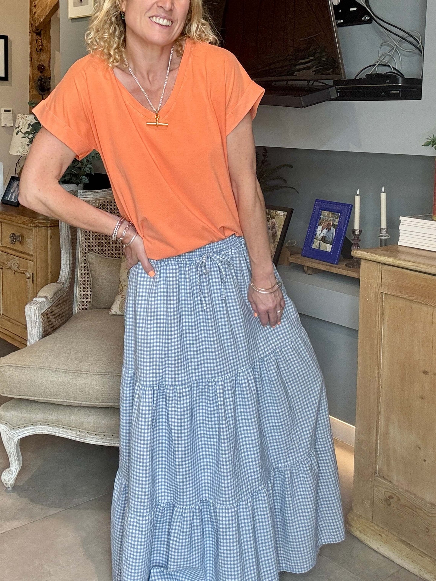 Polzeath V-Neck T-shirt | Vintage Orange