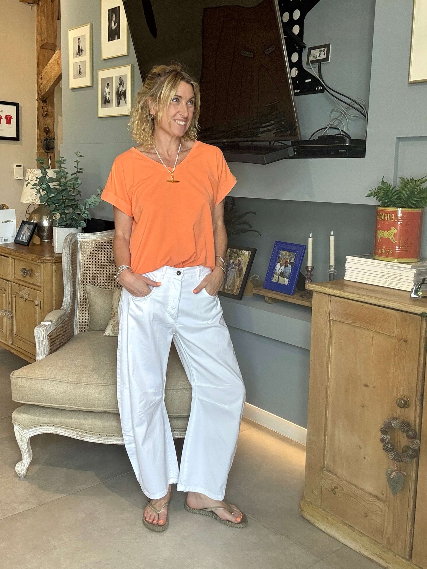 Polzeath V-Neck T-shirt | Vintage Orange