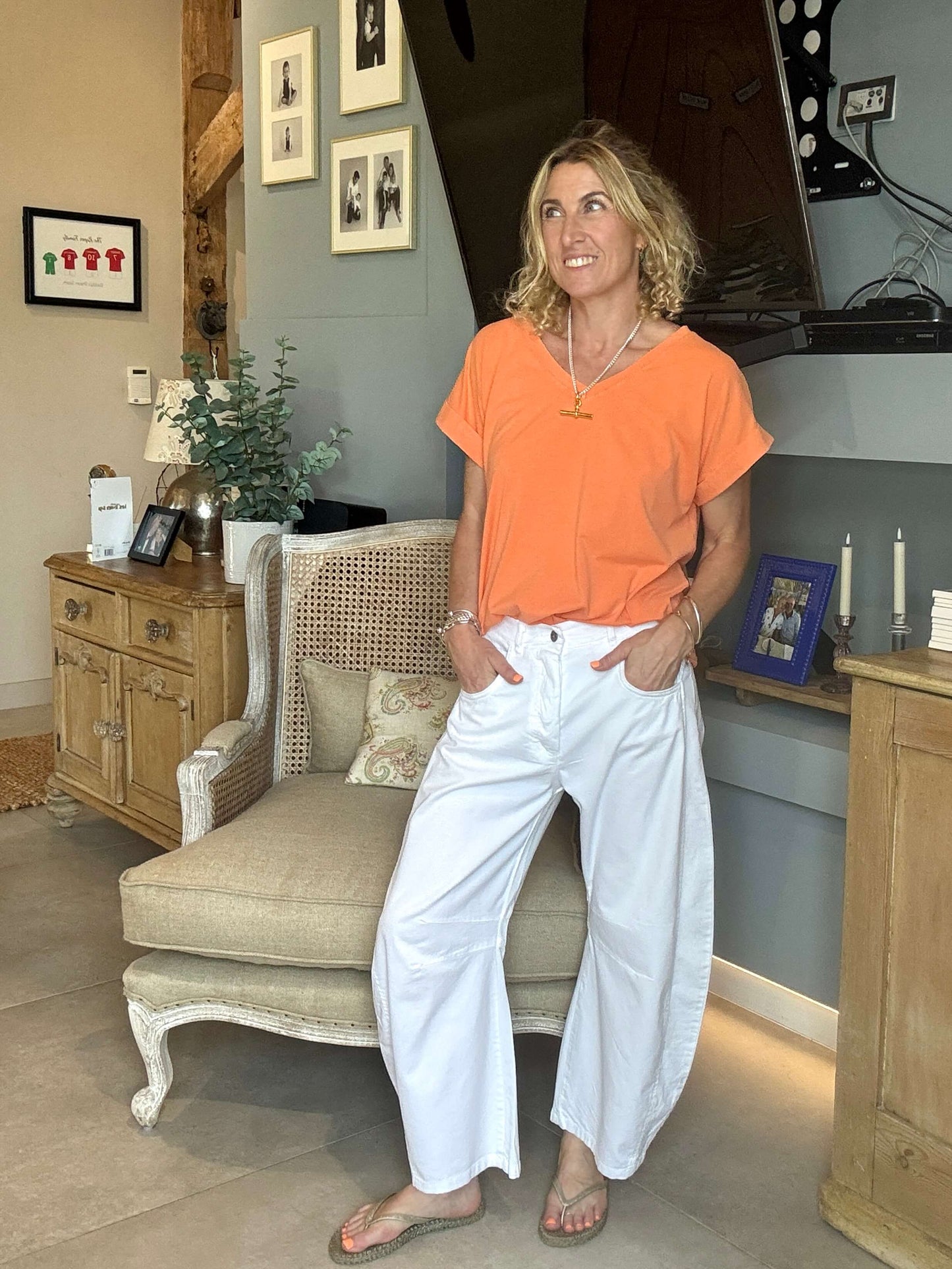 Polzeath V-Neck T-shirt | Vintage Orange