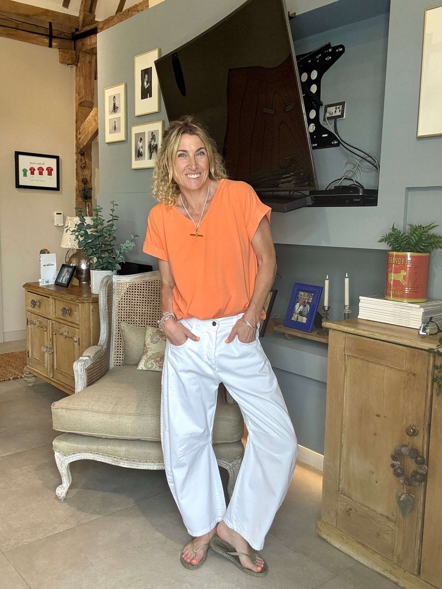 Polzeath V-Neck T-shirt | Vintage Orange