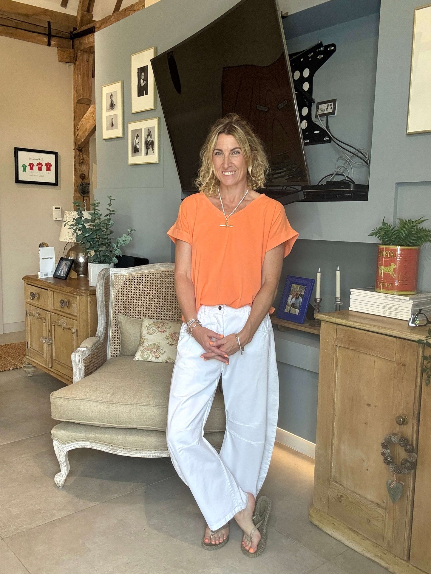 Polzeath V-Neck T-shirt | Vintage Orange
