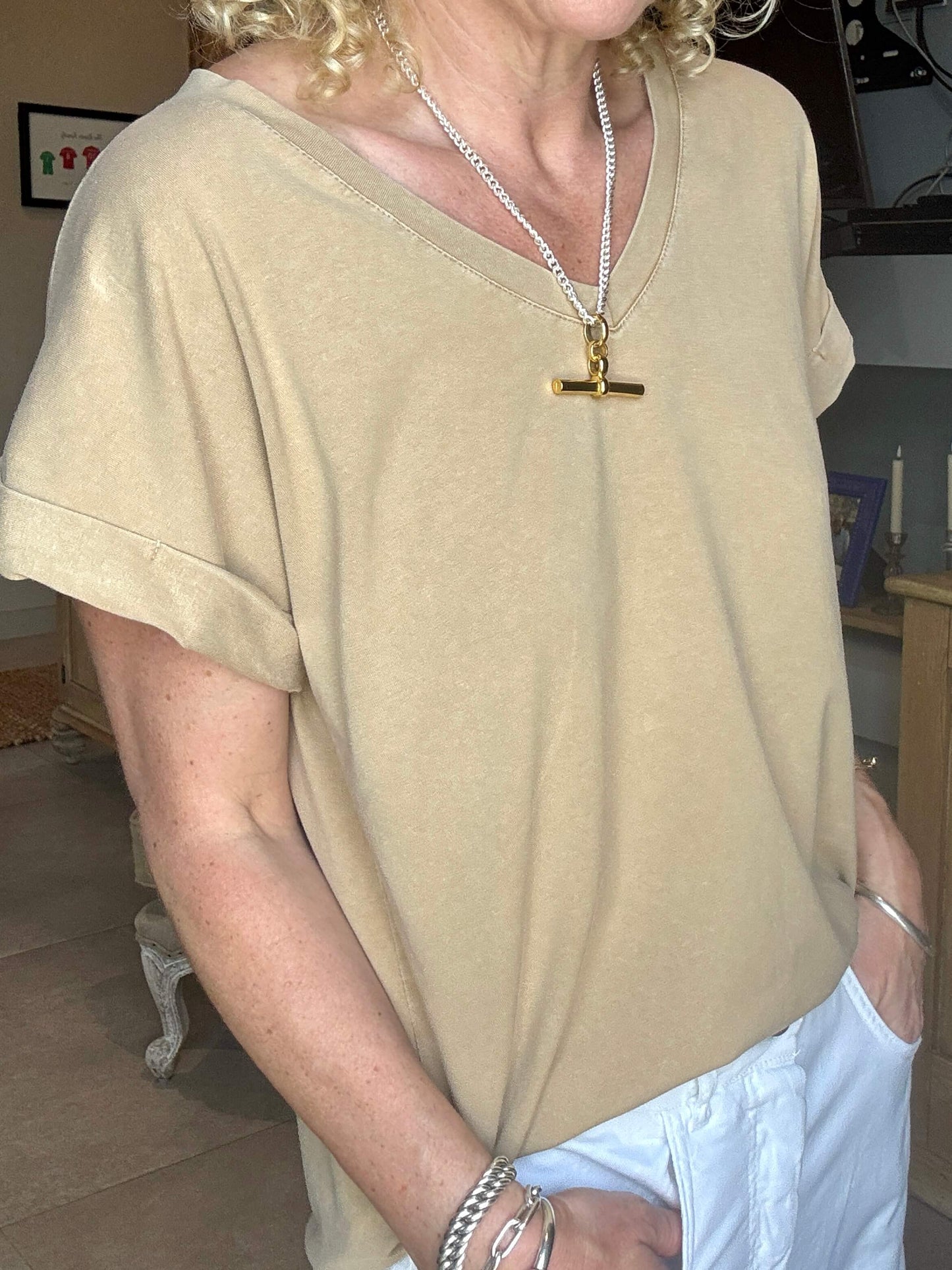 Polzeath V-Neck T-shirt | Butterscotch