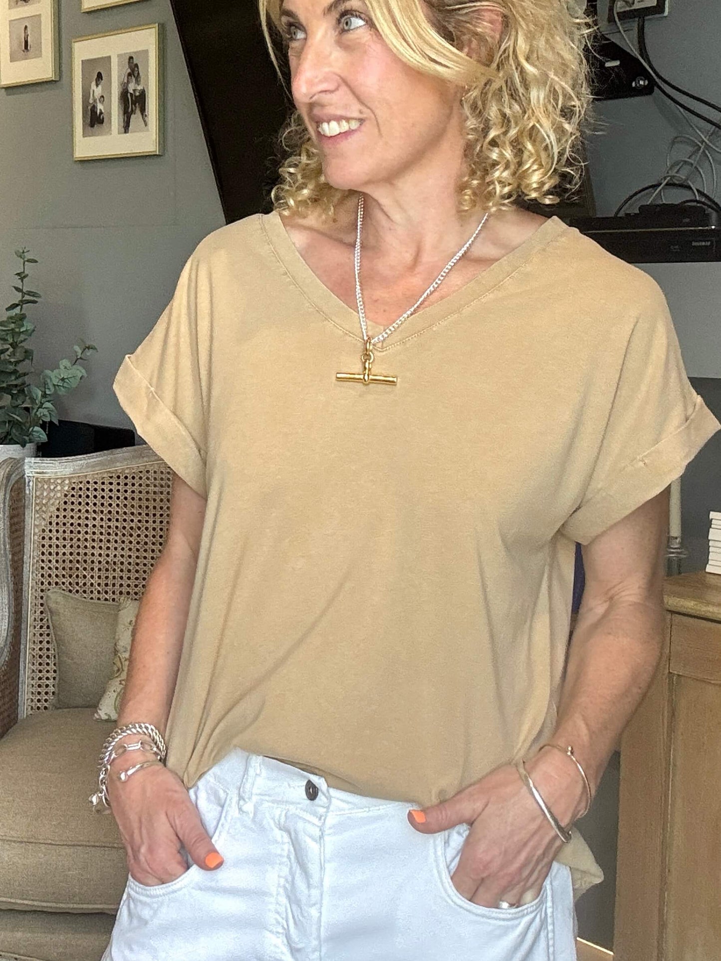 Polzeath V-Neck T-shirt | Butterscotch