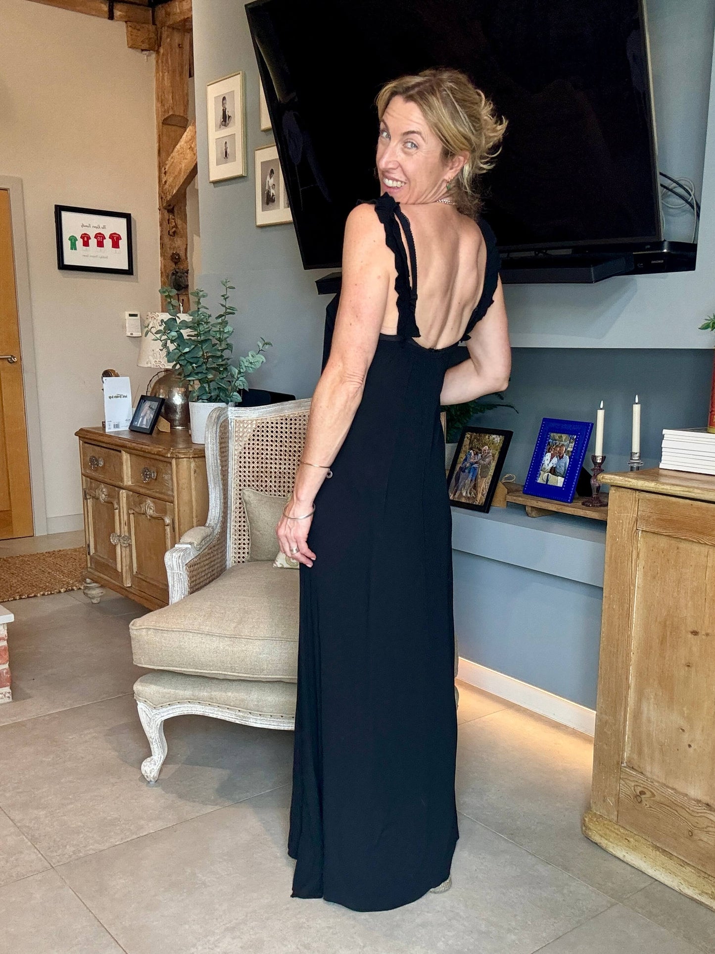 Sumatra Frill Strap Maxi Dress | Black