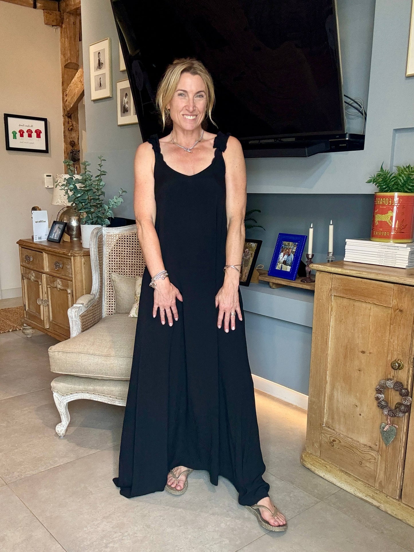 Sumatra Frill Strap Maxi Dress | Black
