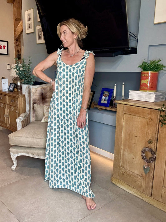 Sumatra Frill Strap Maxi Dress | Ikat