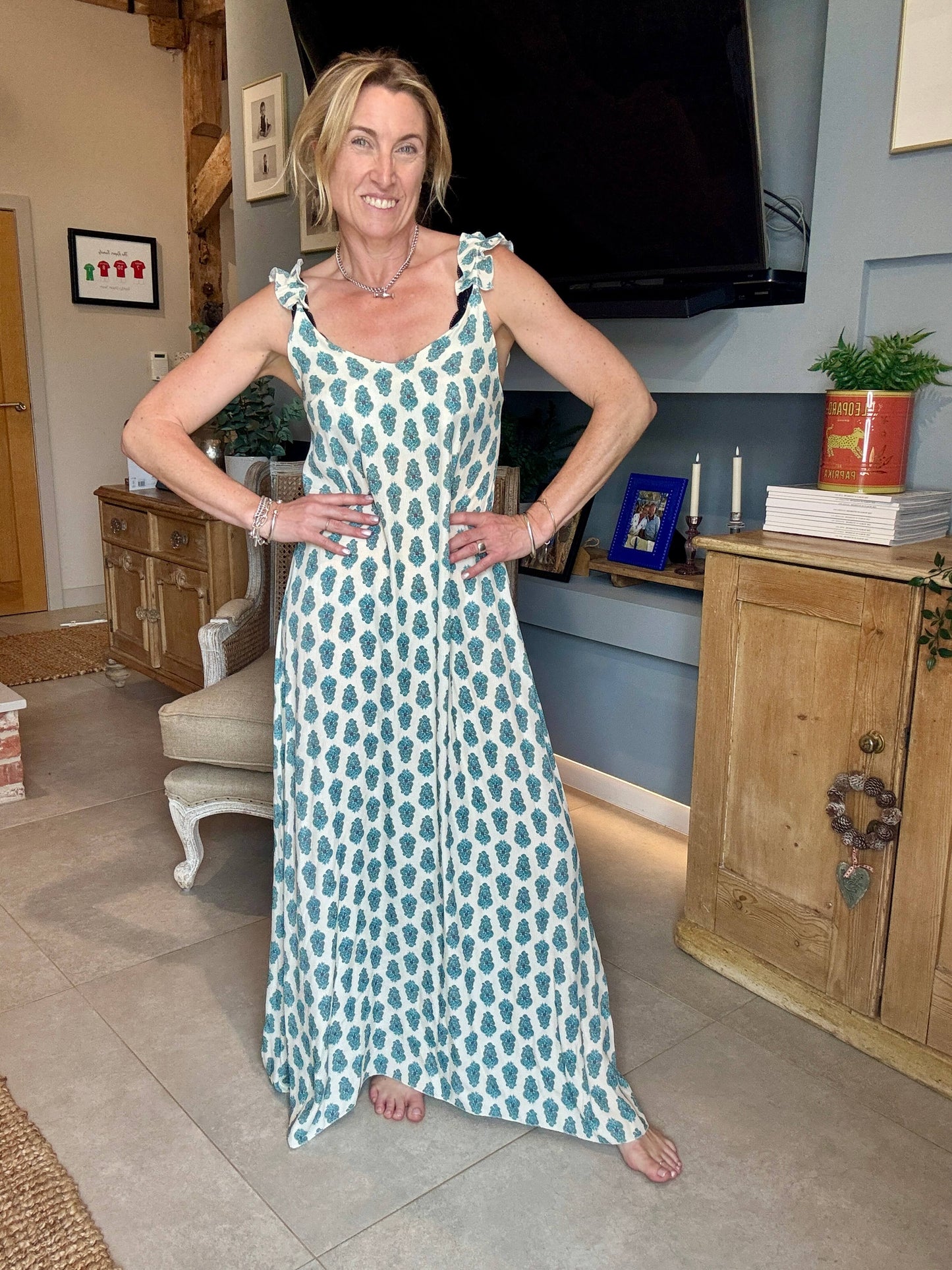 Sumatra Frill Strap Maxi Dress | Ikat