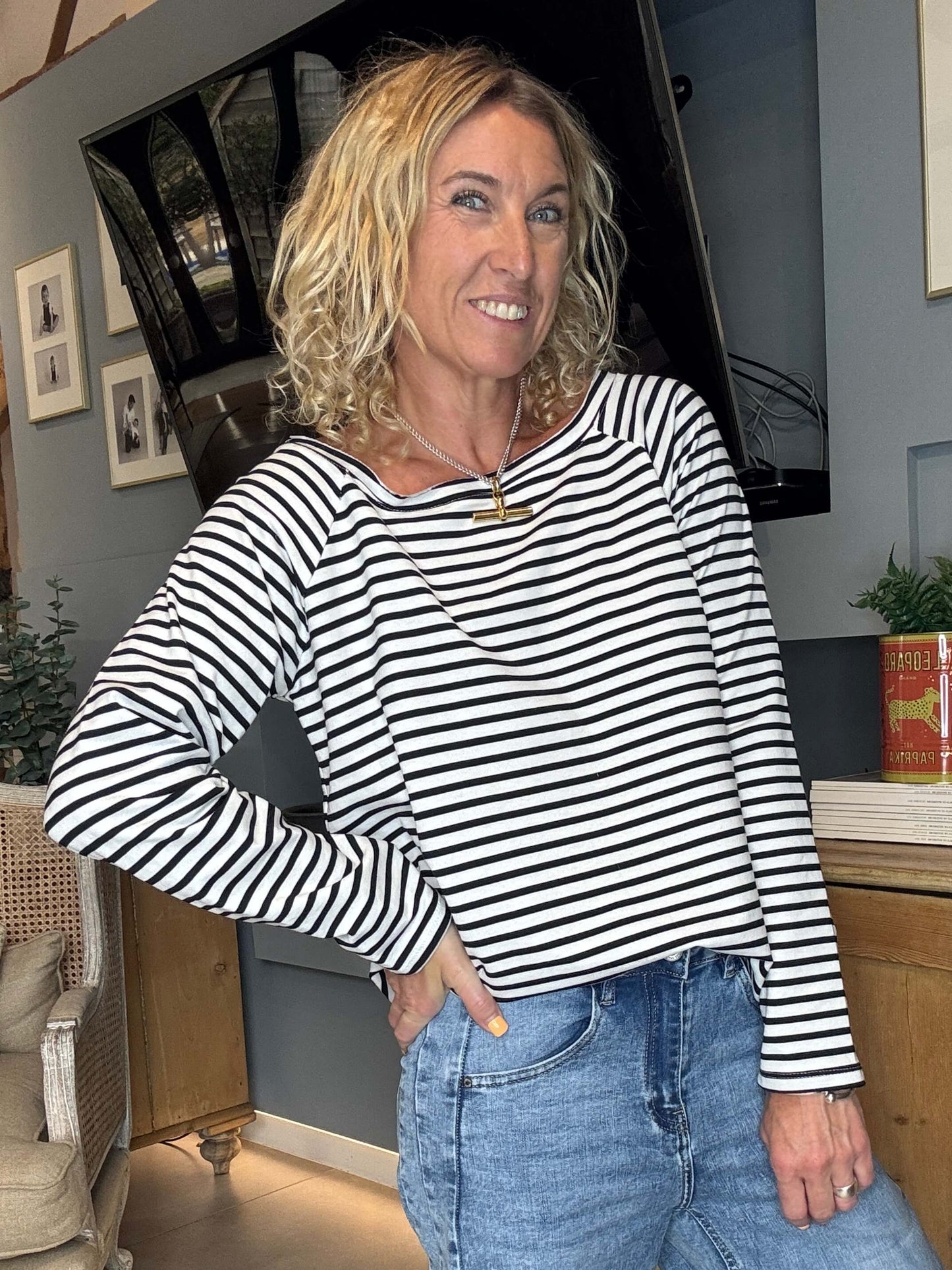 Breton Stripe Slub | Black & White