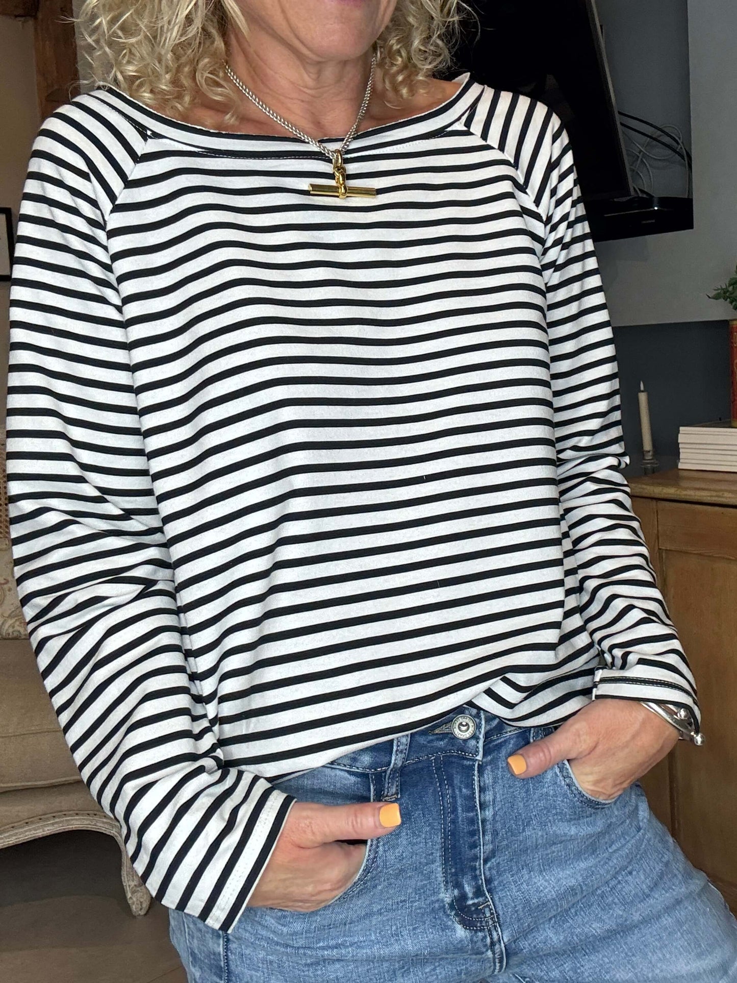 Breton Stripe Slub | Black & White