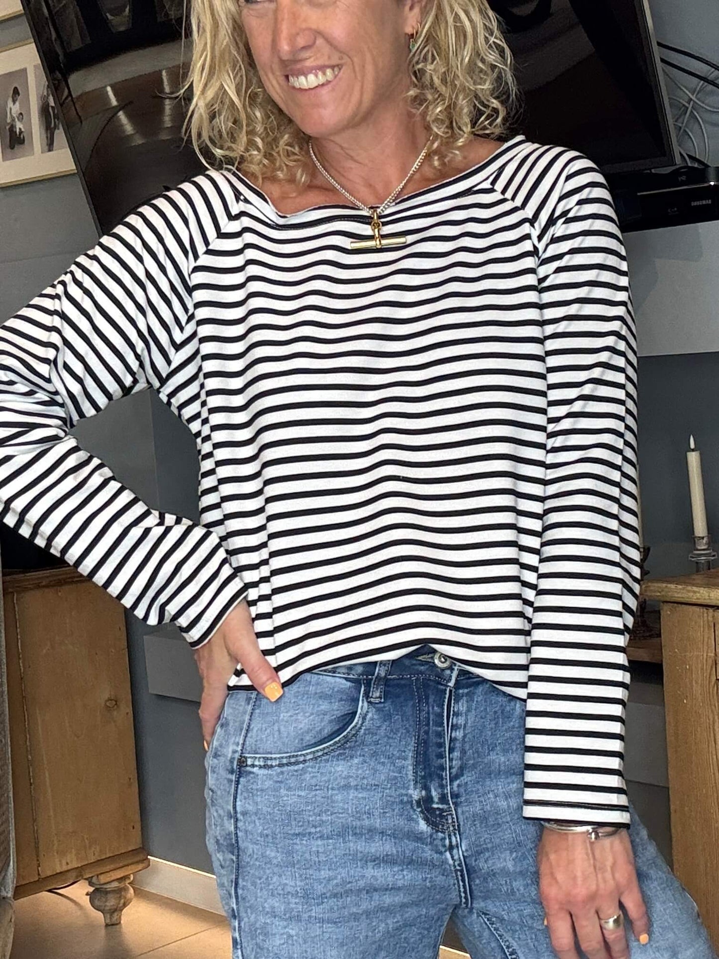 Breton Stripe Slub | Black & White