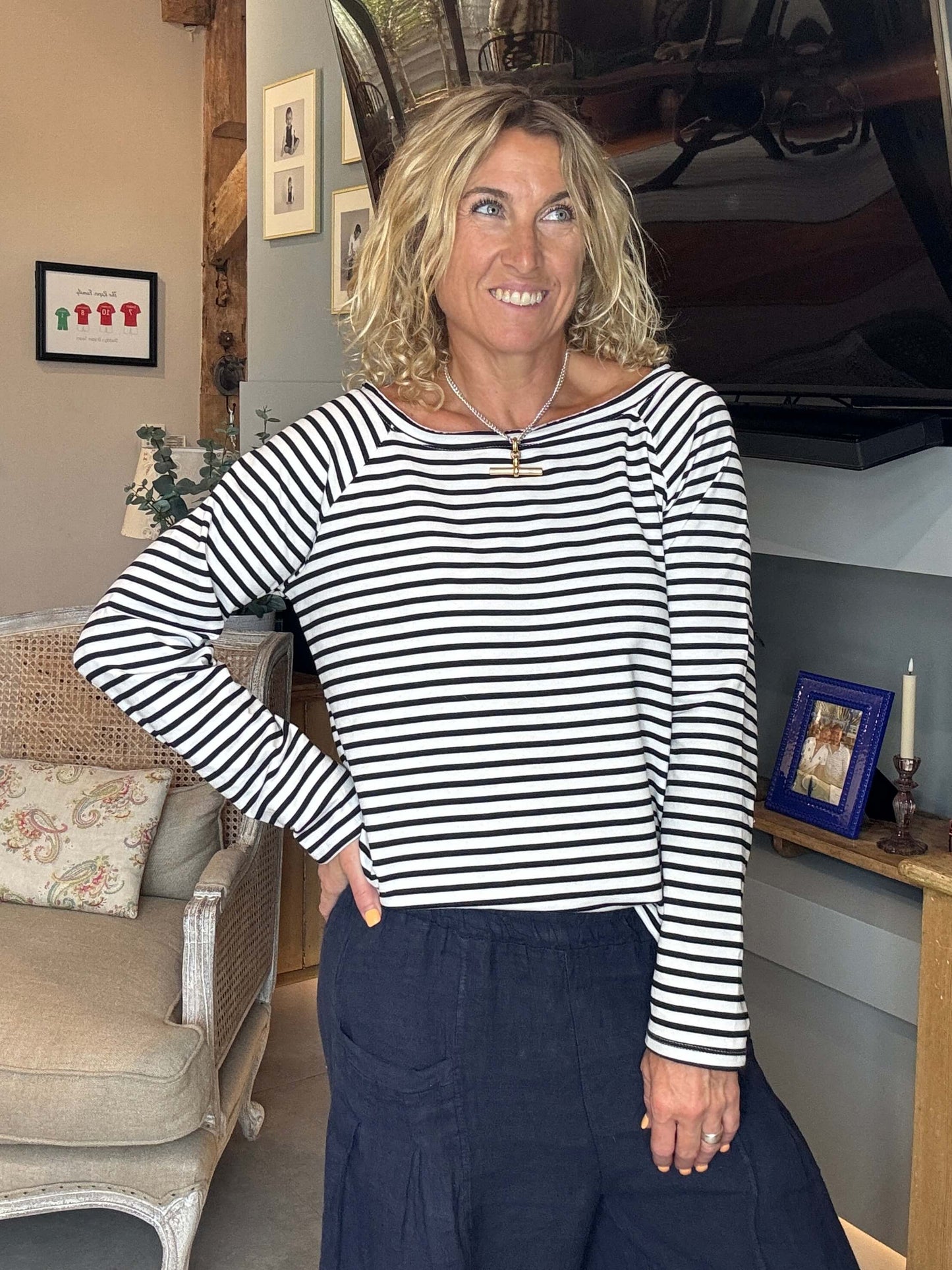 Breton Stripe Slub | Black & White