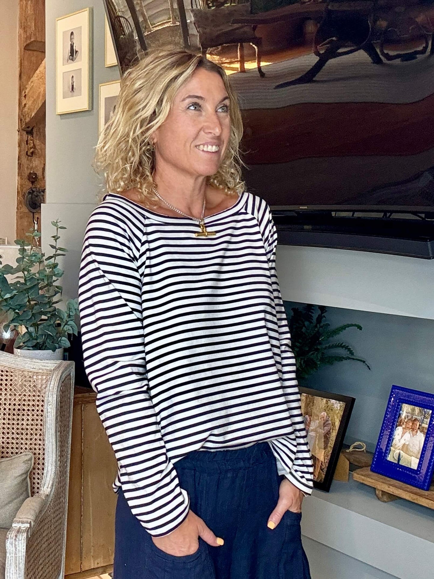 Breton Stripe Slub | Black & White