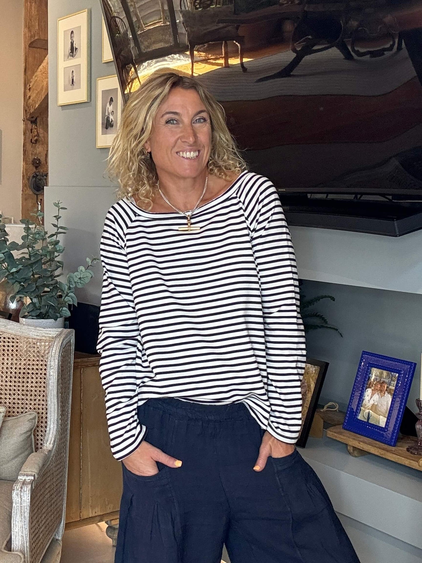 Breton Stripe Slub | Black & White