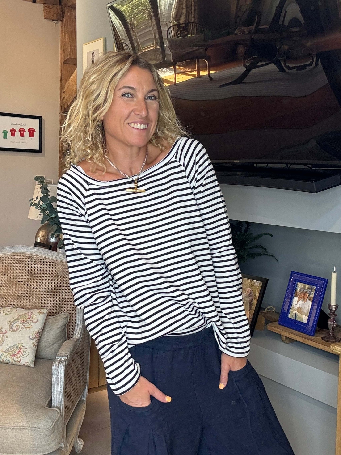 Breton Stripe Slub | Black & White