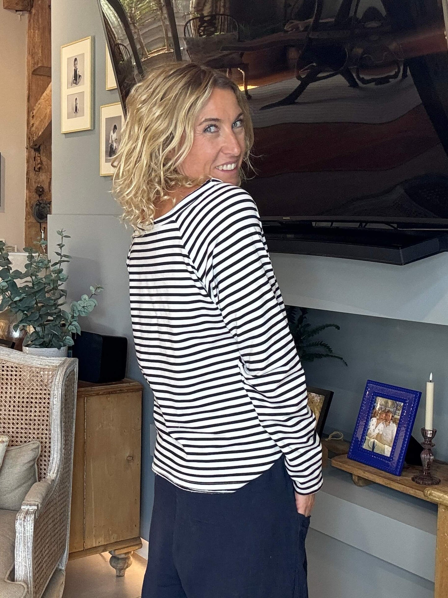 Breton Stripe Slub | Black & White